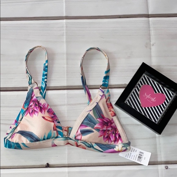 🌊LA Hearts Fixed Triangle Bikini Top - Tropical - Picture 3 of 4